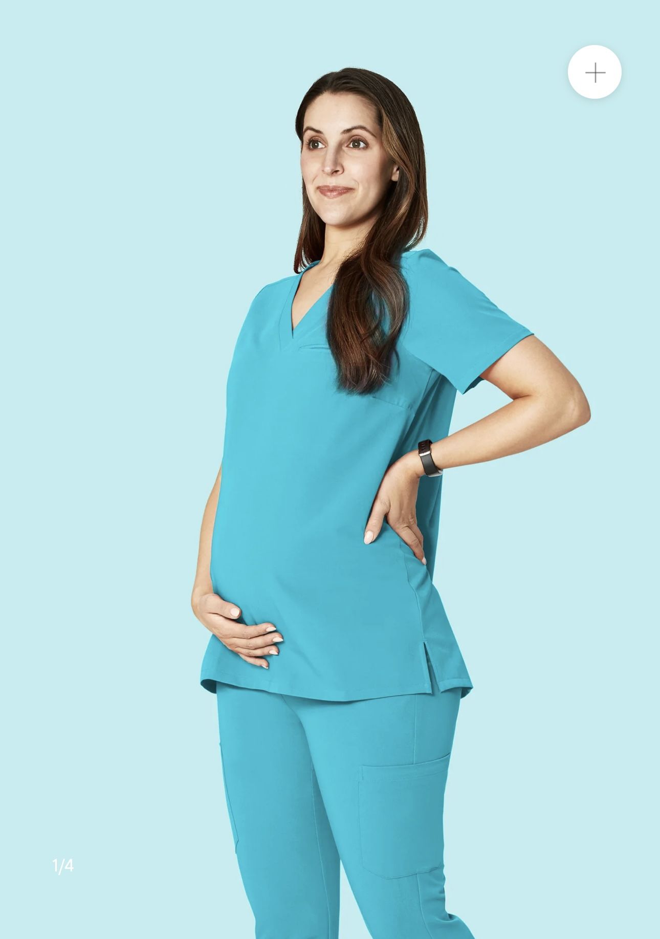 Mandala Maternity One Pocket Scrub Top Teal