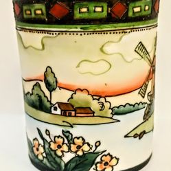 Antique Nippon Hand Painted Windmill Porcelain Cup Vase 1900s Rare Collectible