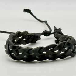 New Handmade Woven Leather - Dark Brown Bracelet - Adjustable - Unisex - Style 5