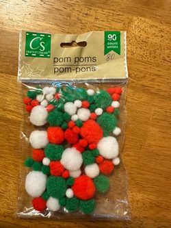 Crafter's Square Christmas Pom Poms, 80 Count