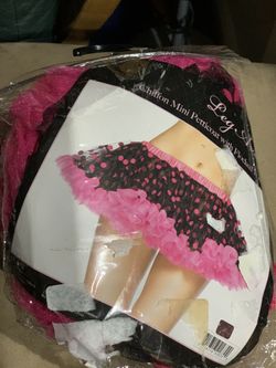 Leg Avenue skirt chiffon mini petticoat flocked hot pick polka dot black