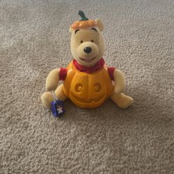 Gemmy Disney Winnie Pooh Pumpkin Animated Light Up Singing Dancing Halloween Vtg
