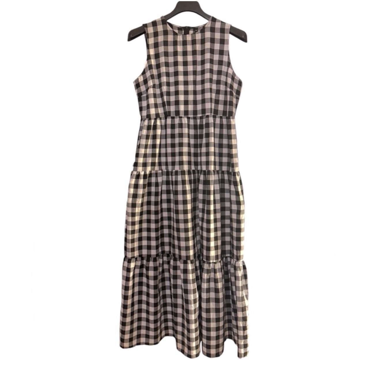 TILLIE K Black & White Plaid Sleeveless Tiered Maxi Dress Sz XL NEW $56