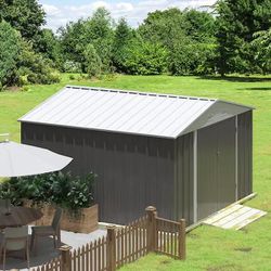 Brand New 10 ft. W x 10 ft. D Silver-Gray Storage Shed Galvanized Metal Shed with Lockable Doors 100 sq. ft.$550