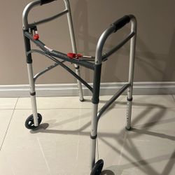 Drive Medical Deluxe Two Button Folding Walker with 5" Wheels 5 Inch Wheels, 1.0 ea, $39