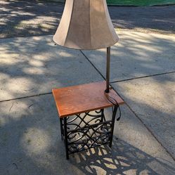Free small table with working attached lamp