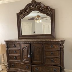 Gavetero de lujo con espejo y tope de mármol AUTÉNTICO– Madera sólida