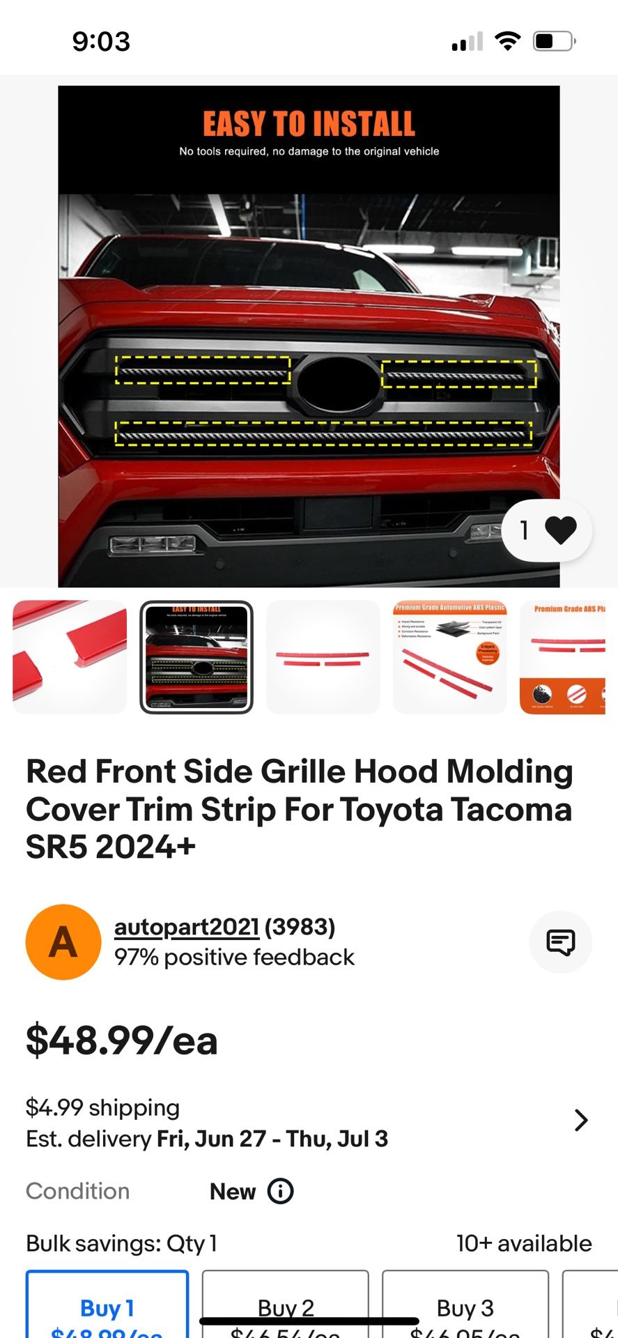 2024 Tocoma Grille Inserts. Brand New
