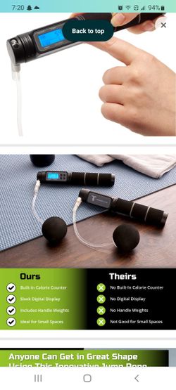 Cordless Jump Rope with Calorie Counter and Timer plus Adjustable 9' Rope
