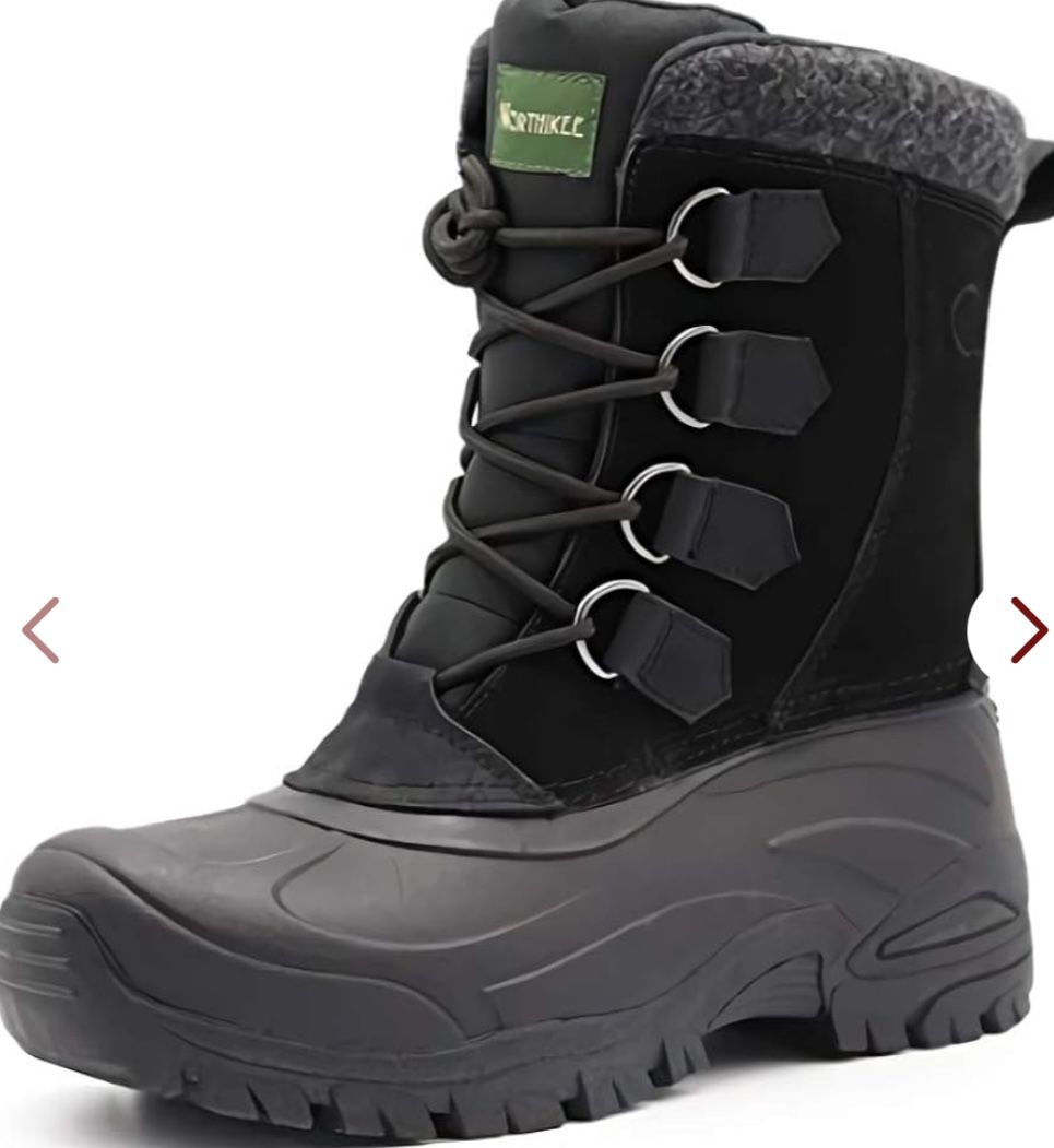 Northikee Mens Snow Boots Insulated Cold Weather Waterproof Mid Calf Slip Resistant Lace Up Removable Liner Boots With Suede Nubuck Leather Upper Rubb