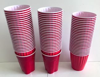 Lot 74 Chinet Big Red Plastic Cups (Each 532 mL/18 Oz) New On Opened Bag