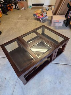 Wood and glass center table