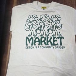 Men's Off-White Market Green Flower Graphic Tee