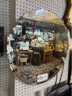 Round etched art deco mirror