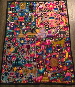 Handmade Mexican Embroidered Textile Wall Hanging