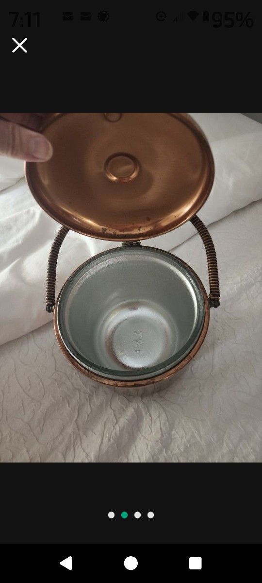 Vintage Mid Century Brass Ice Bucket by Farber Bros. COPPER