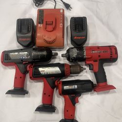 Snap-On Tool Set, Cordless Inpact Wrench And Drill/Driver With 2 Batteries & Charger.