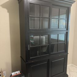 Black Hutch With Shelves And Lights