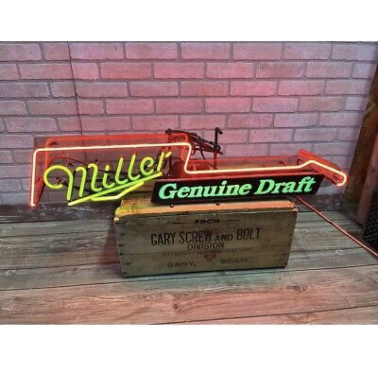Vintage 1990s Miller Genuine Draft Guitar Beer Neon Sign
