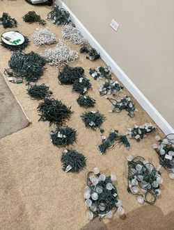 Total Of 25 Holiday Christmas String Icicle Lights Bunches. Need Them Gone ASAP. White, Multicolored