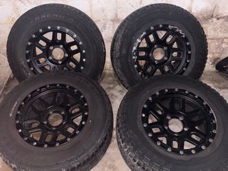 Set of 4 Black Beadlock Wheels with AT Tires