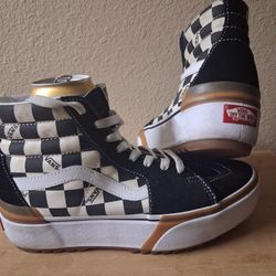 "CUDTOM Sk8 Hi-CHRCKBOARD VANS"