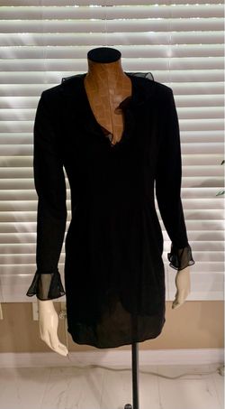 Black Mini Dress with Chiffon Trim (size 4)