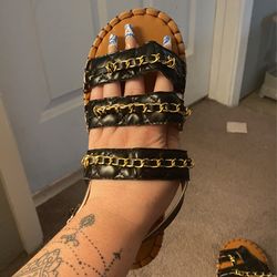 black chain sandals