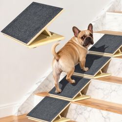 TNELTUEB 4 Pack Dog Ramps For Stairs, Adjustable Stair Ramp For Dogs,Portable Dog Stairs With Mat For Small Dogs And Cats, Non-Slip Pet Steps For Elde