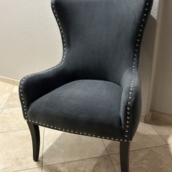 Large Grey Velvet Armchair 