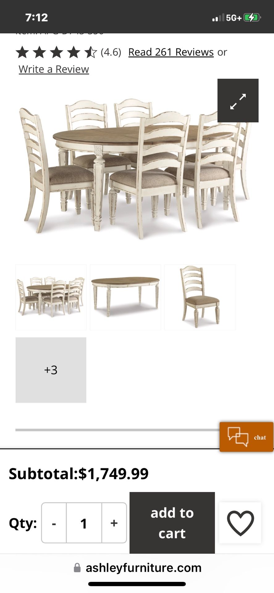 Realyn Dining Table and 6 Chairs