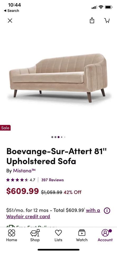 Brand New Sofa Complete In Box Perfect For Apartments!