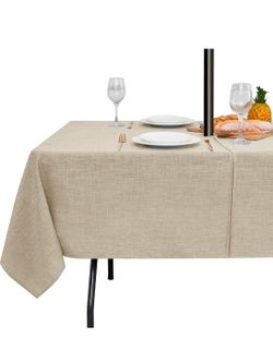 LUSHVIDA Outdoor Tablecloth with Umbrella Hole, Natural, 60x84 Inch
Patio Table Cloth Cover, Zippered Rectangle, Linen-Look Polyester, Water Resistant