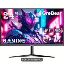 Ultra-Smooth 24" Gaming Monitor - FHD 1080P IPS, 165Hz Refresh Rate, FreeSync, 100% SRGB, HDR, Adjustable Tilt, Dual HDTV & DP Ports, Anti-Flicker Blu