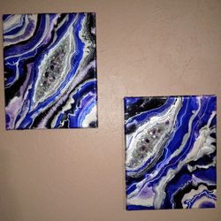 Amethyst and Quartz Epoxy Canvas Geode 
