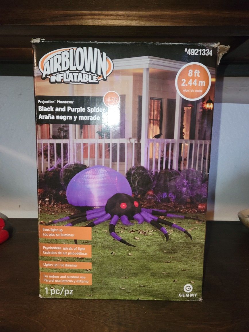 8ft Gemmy Airblown Inflatable Prototype Halloween Black/Purple Spider #(contact info removed)