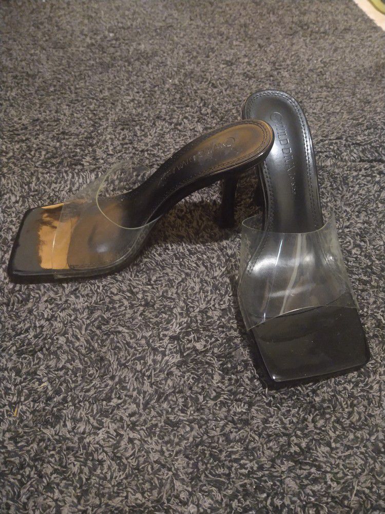 Women Clear Square Tip Heels