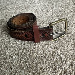 Vintage Tooled Genuine Leather Belt Size 42 USA Made  Western Style