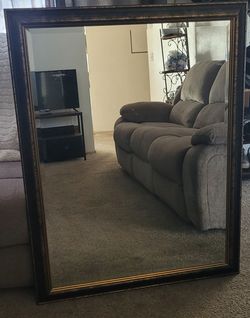 Large Heavy Accent Mirror - Antiqued Gold / Burnished Bronze