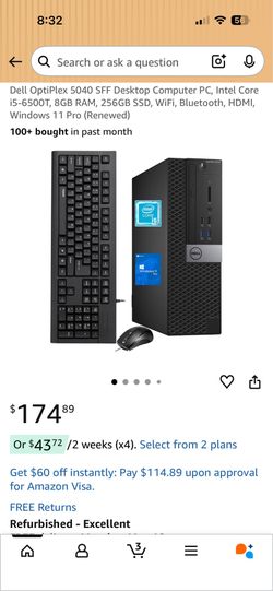 Dell OptiPlex 5040 SFF Desktop Computer PC, Intel Core i5-6500T, 8GB RAM, 256GB SSD, WiFi, Bluetooth, HDMI, Windows 11 Pro (Renewed)