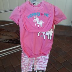 BRAND NEW INFANT GIRLS SIZE 0-3 MONTHS THREE-PIECE OUTFIT