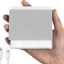 MHW-3BOMBER Mini Coffee Scale with Auto Timing,Electronic Espresso Scale,Type-C Rechargeable Coffee Weight Scale,Tare Function,g/oz,LED Display,Digita