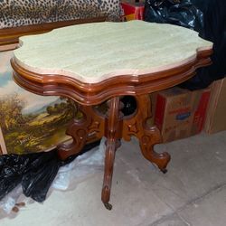 Wooden Marble End Table
