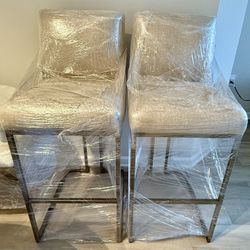 2 Sonder Living Ashton Side Chairs | Marley Hemp (High Stools)