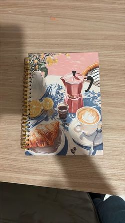 Croissant Latte Breakfast Aesthetic Hardcover Notebook Journal