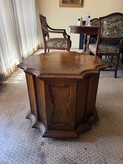 Vintage Wood End Table with Cabinet