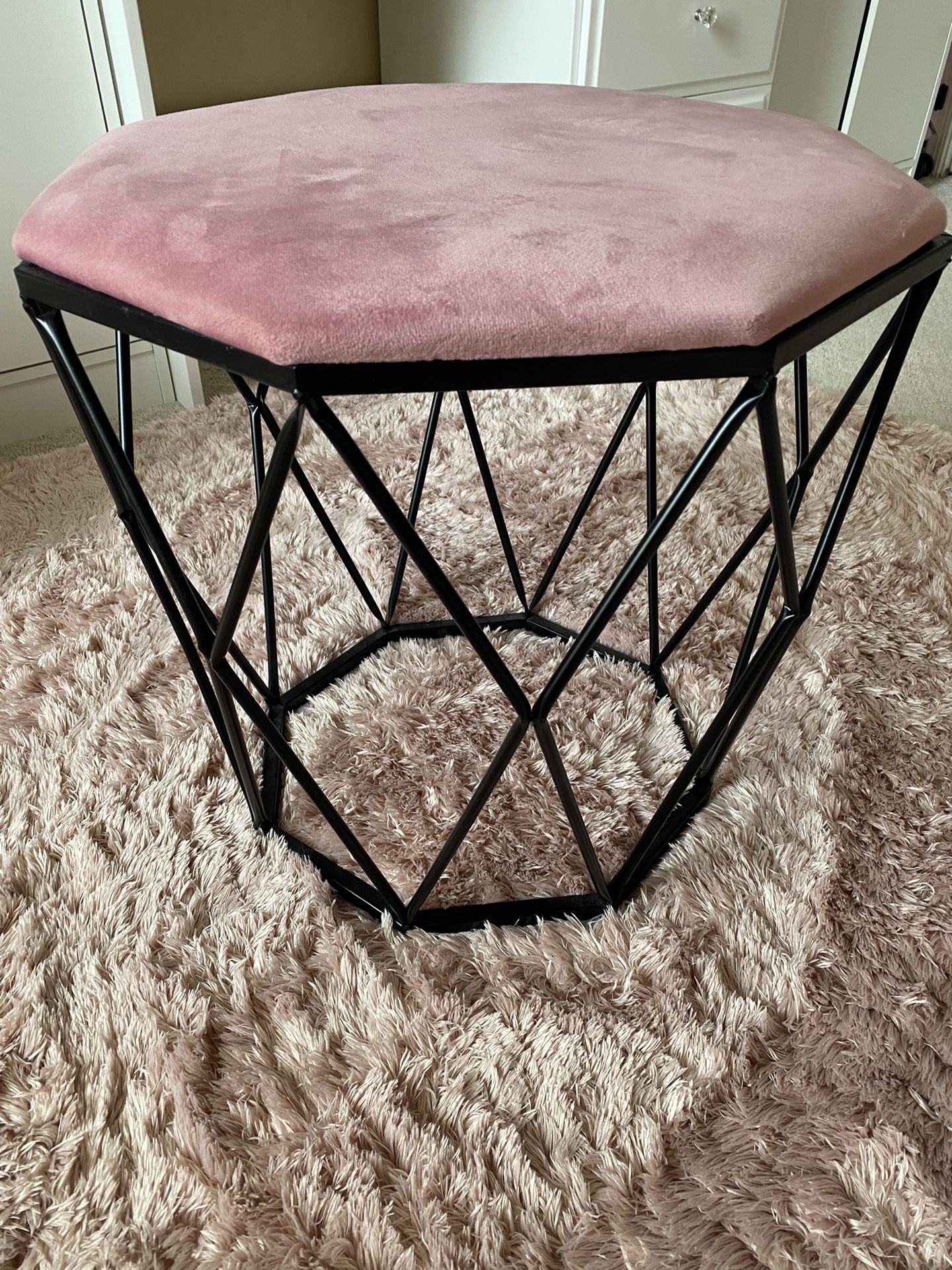 Modern Simple Dressing Stool/Makeup Stool/Nordic Girl Back Chair Home-Black Pale Pink