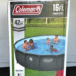 Coleman Power Steel 16 ft. x 42 in. Round Metal Frame Above Ground Pool Set BRAND NEW IN BOX