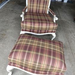 Shabby Chic Chair W/Ottoman
