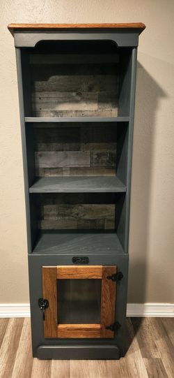 Rustic Painted Bookcase with Cabinet Door